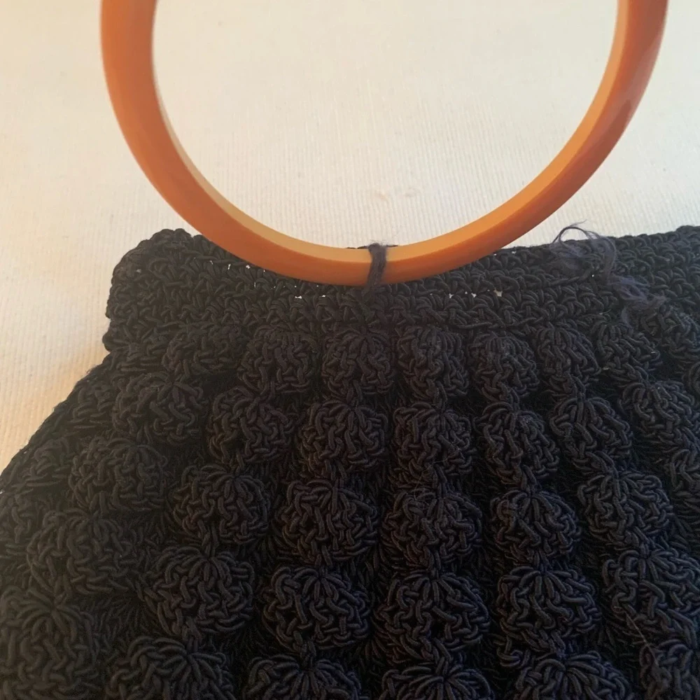 Vintage 1940’s Black Crochet Clutch Purse